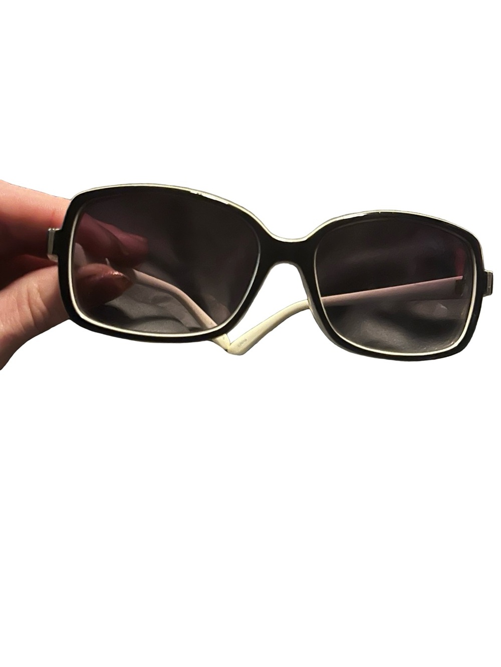 ALFRED SUNG Black and Cream Oversized Square Sunglasses UV protection timeless